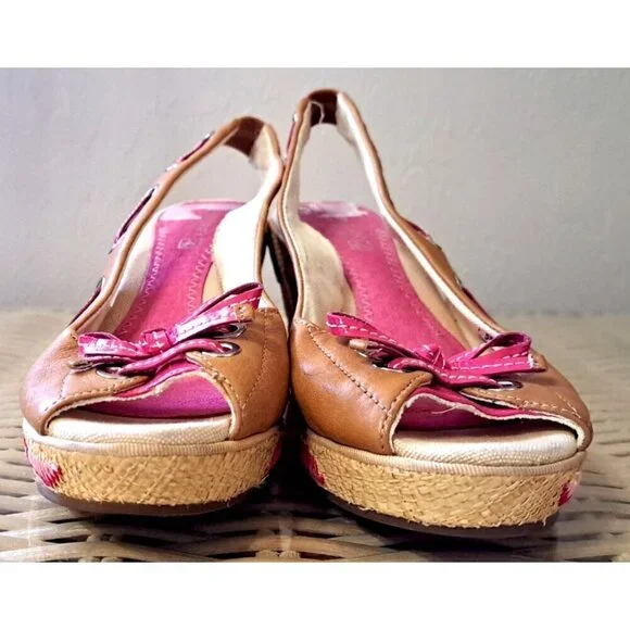 Sperry Top Sider Women's 7.5 Wedge Multicolor Peep Toe Cottage Fairy Core - Picture 3 of 10